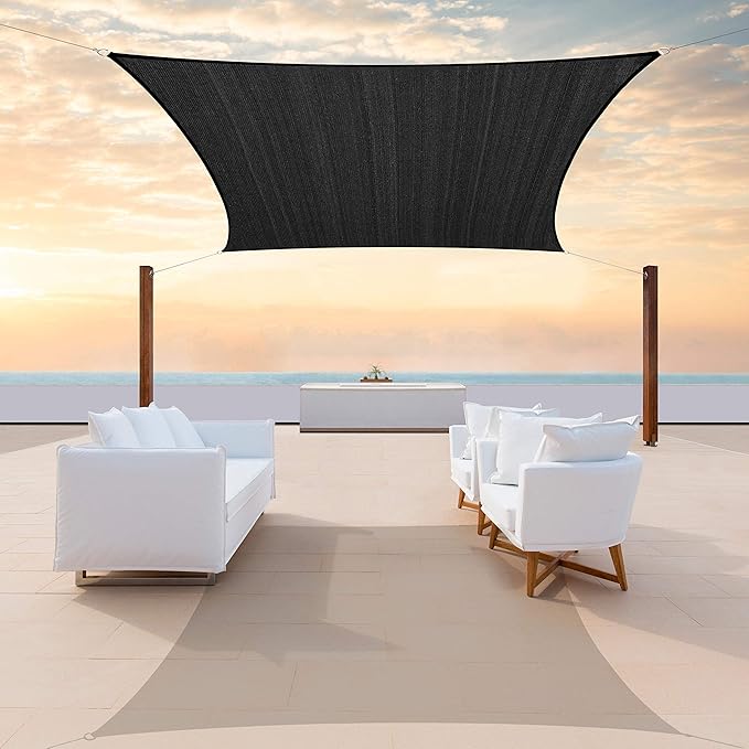 ColourTree TAPR1616 Custom Size 16' x 22' Black Sun Shade Sail Canopy UV Block by ColourTree