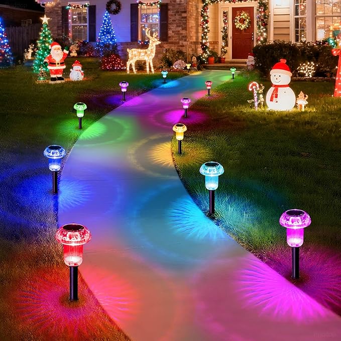 Solar Lights Outdoor Pathway Waterproof 8 Pack Color Changing LED Acrylic - Image 9