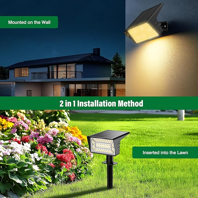 Solar Spot Lights Outdoor with 60 LED & Auto On/Off, 4 Pack Solar Lights - Image 6