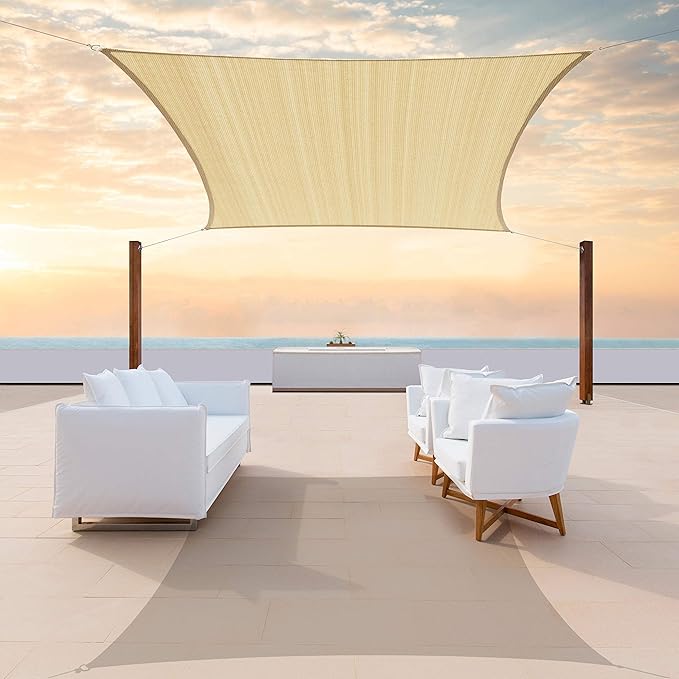 ColourTree TAPR1616 Custom Size 9' x 10' Beige Sun Shade Sail Canopy UV Block by ColourTree
