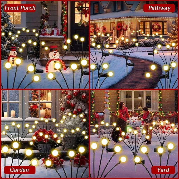 Solar Firefly Lights Outdoor, 8 Pack, Warm White, Waterproof, Garden Decor - Image 9