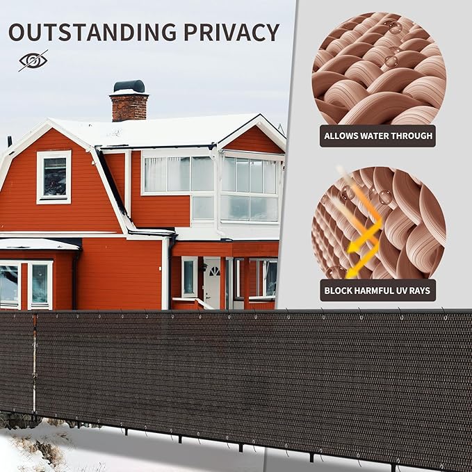 LOVE STORY Custom Size 2'6''x9' Brown Balcony Privacy Screen, UV Block Privacy - Image 4
