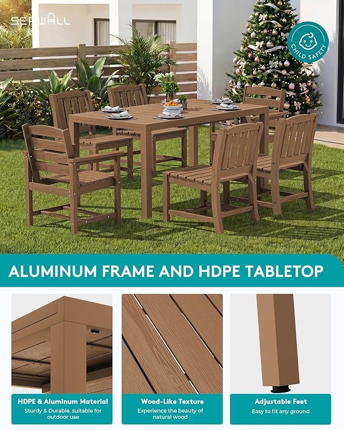 SERWALL 11-Piece Outdoor Dining Set, All Weather HDPE Outdoor Furniture Set - Image 5