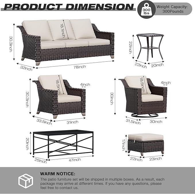 Joyside Wicker Patio Furniture Sets, 9 Pieces Upgraded Large Size Outdoor - Image 2