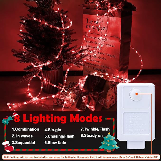 50ft LED Rope Lights Outdoor, 360 LED Connectable and Flexible Tube Lights - Image 3