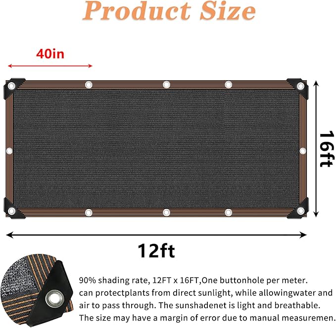 QLOFEI Shade Cloth for Garden, 90% Sunblock Neting Cover - Image 2