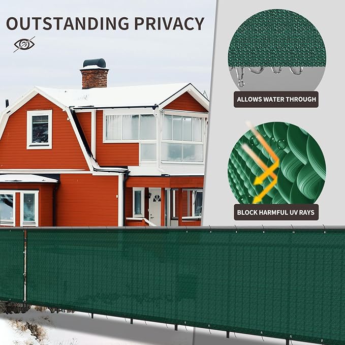 LOVE STORY Custom Size 3'x24' Dark Green Balcony Privacy Screen, UV Block - Image 4