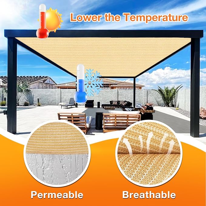 Artpuch Outdoor Pergola Shade Cover 9' X 13' Sun Shade Cloth - Image 4