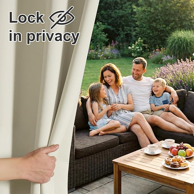 RYB HOME Outdoor Curtains for Patio Waterproof Block Sunlight Thermal Insulated - Image 3