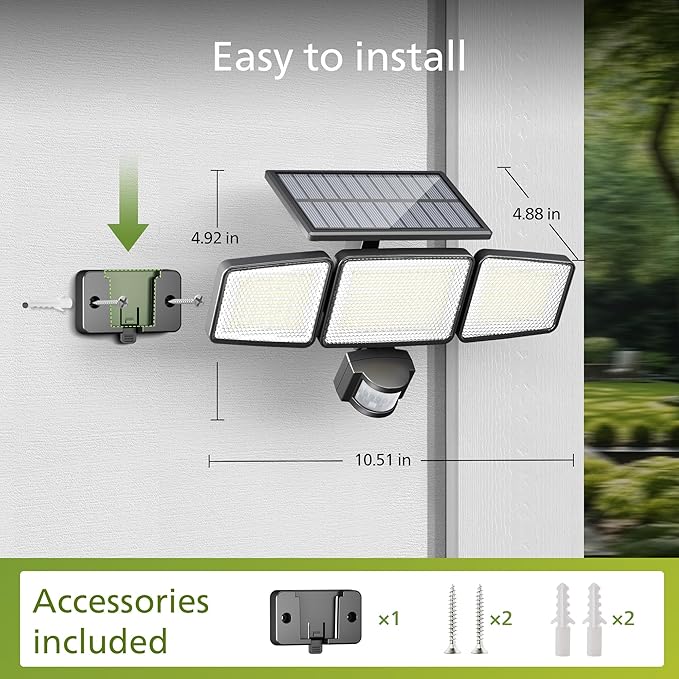Philips Solar Security Light Outdoor 302 LED 1200lm，Solar-Powered Waterproof - Image 3