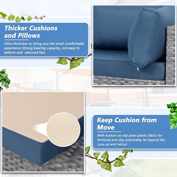 Shintenchi 5 Pieces Outdoor Patio Sectional Sofa Couch - Image 7