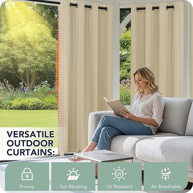 Outdoor Curtains for Patio Waterproof 6 Panels - Image 3