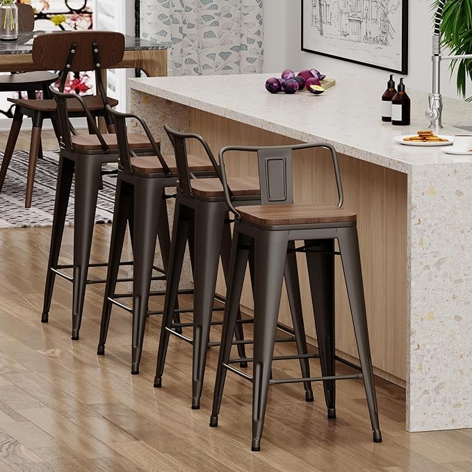 Yongchuang 24 inch Bar Stools Set of 4 Metal Counter Height Bar Stools - Image 5