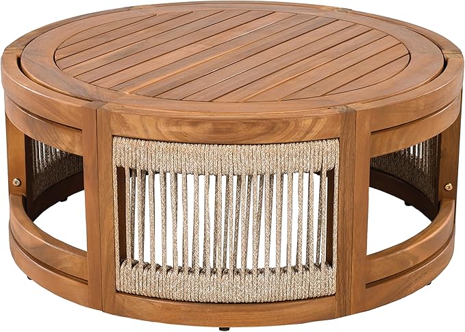 Merax 4-Piece Patio Premium Acacia Wood Outdoor Furniture Set, All Weather - Image 4