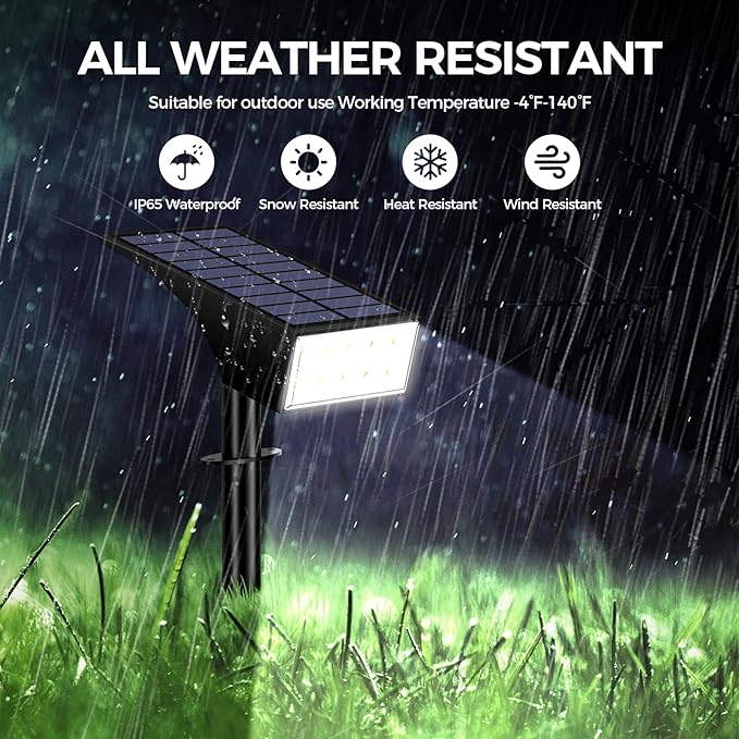 Solar Spot Lights Outdoor, Solar Lights Outdoor Waterproof IP65, 4 Brightness - Image 6