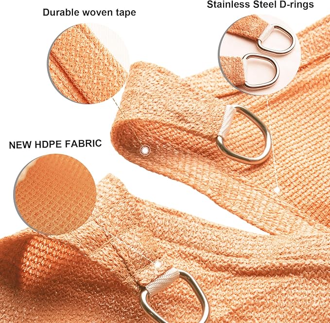 SUNLAX Sun Shade Sail 12' x 20' x 23.3' Peach Fuzz Rectangle Canopy Sail Shade - Image 3