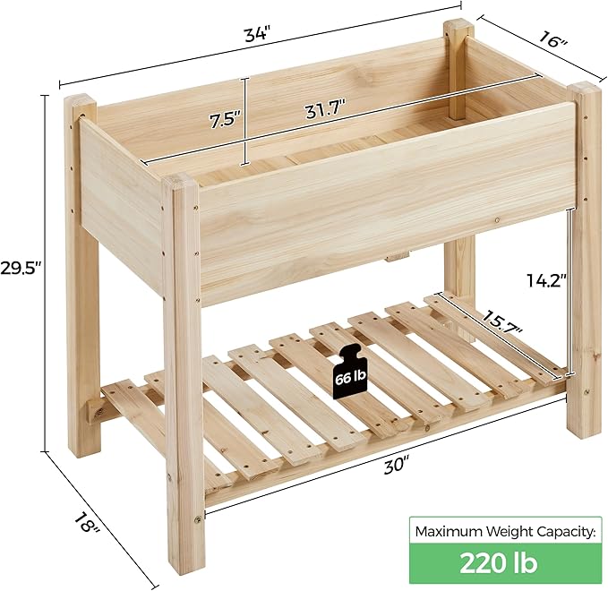 Yaheetech 34x18x30in Horticulture Raised Garden Bed 2pcs Planter Box - Image 2