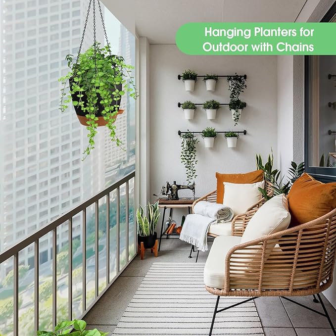 Hanging Planters for Indoor Outdoor Plants, 2 Pack Self Watering Hanging Pot - Image 7