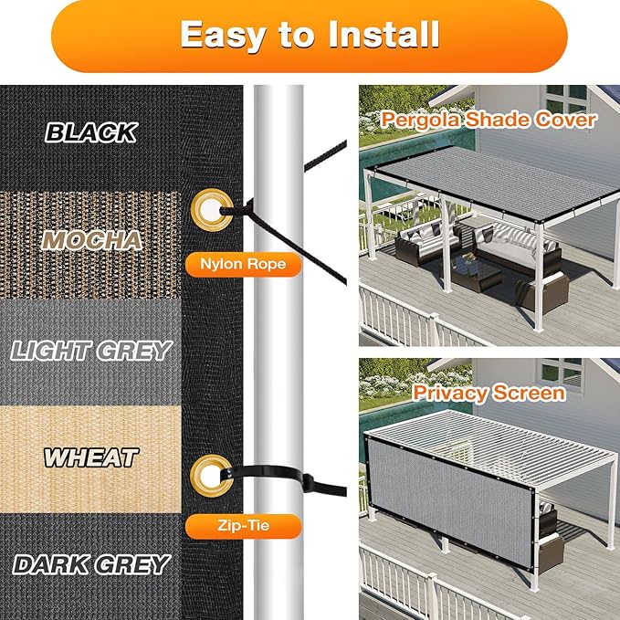Artpuch Outdoor Pergola Shade Cover 5x11 FT Sun Shade Cloth - Image 5