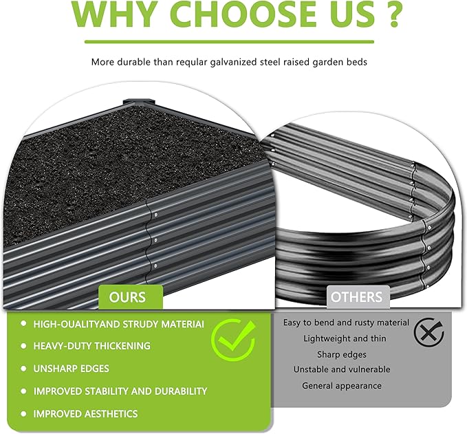 2PCS 4x2x1FT Galvanized Raised Garden Bed, Galvanized Planter Raised Garden - Image 6