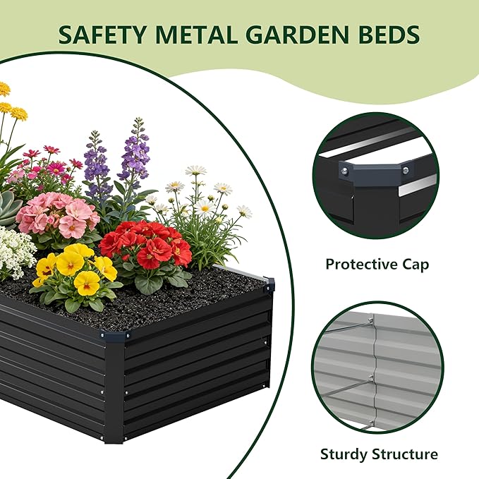 4x3x1 ft Galvanized Raised Garden Bed, Outdoor Planter Box Metal Patio Kit - Image 3