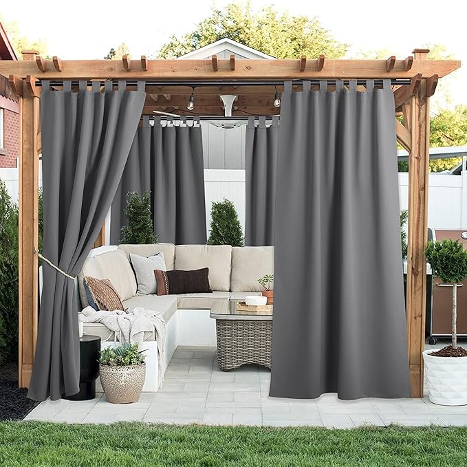NICETOWN 2 Pieces Porch Curtainss Outdoor Waterproof 120" Extra Long, - Image 2