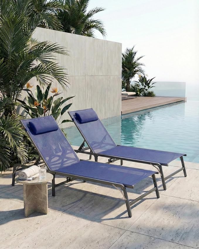 2 Pack Foldable Chaise Lounge Chair - Image 2