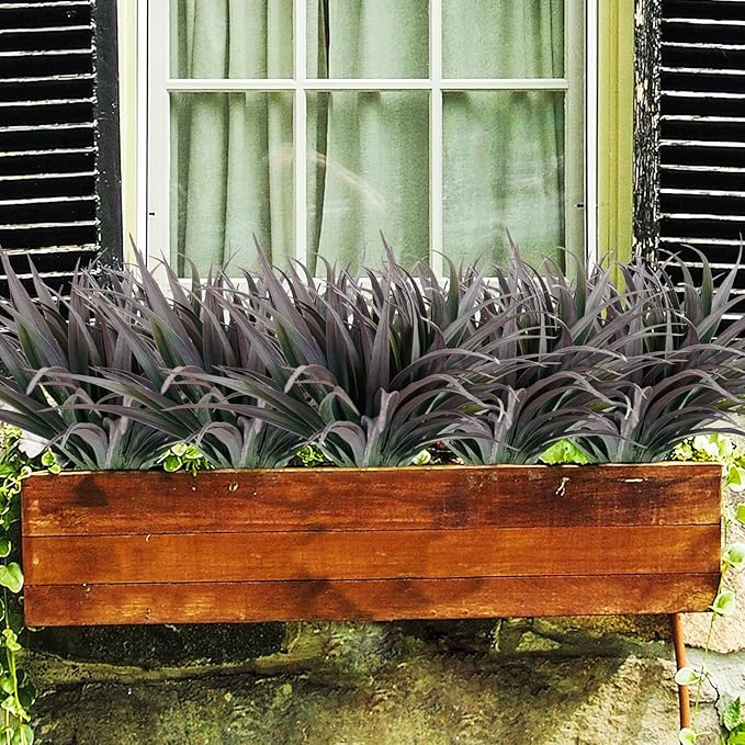 16Pcs Artificial Grass Fake Plants 17.3in Outdoor Plants UV Resistant Faux - Image 2