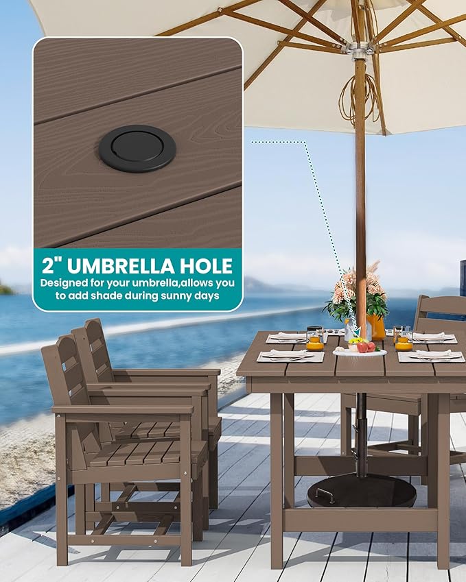 SERWALL Patio Dining Sets for 6 Person, HDPE Dining Set - Image 4