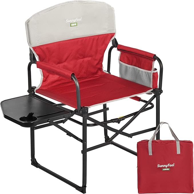 SUNNYFEEL Camping Directors Chair, Heavy Duty, Oversized Portable Folding Chair by SunnyFeelCamping