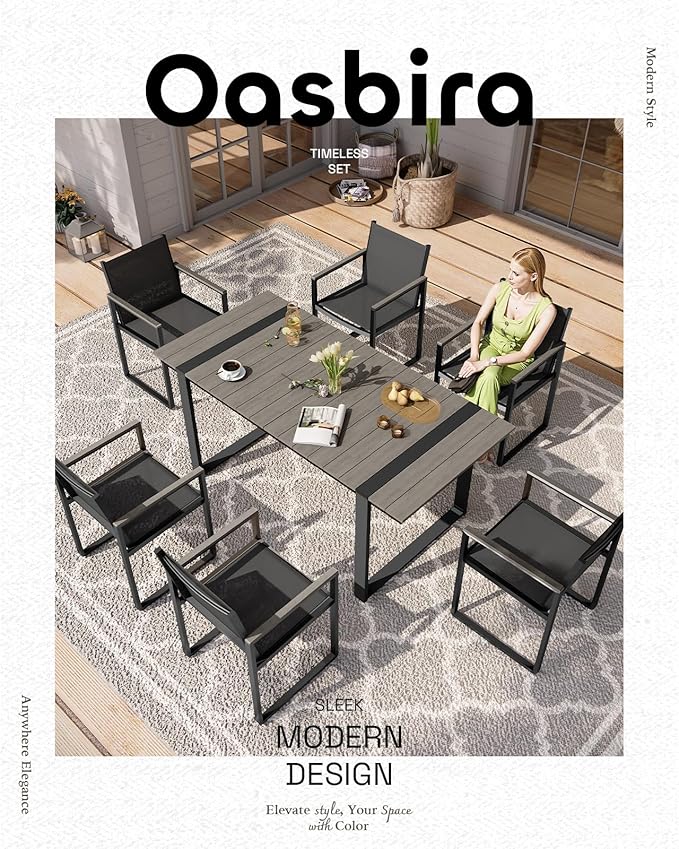 Outdoor Dining Table for 6, HDPS+ Aluminum Patio Dning Table - Image 5