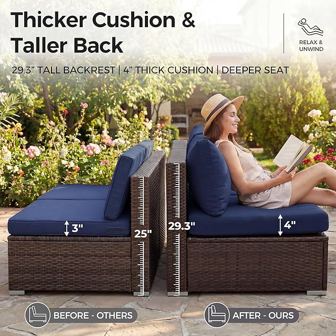 NICESOUL 8 Person Modern Deck Furniture Set, 29.3'' High Back Comfy Outdoor - Image 6