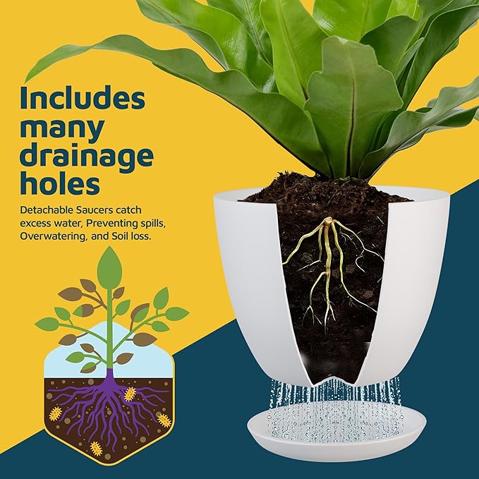 Multicolor Plant Pots with Drainage Holes & Saucers 15 Pack, Indoor & Outdoor - Image 6