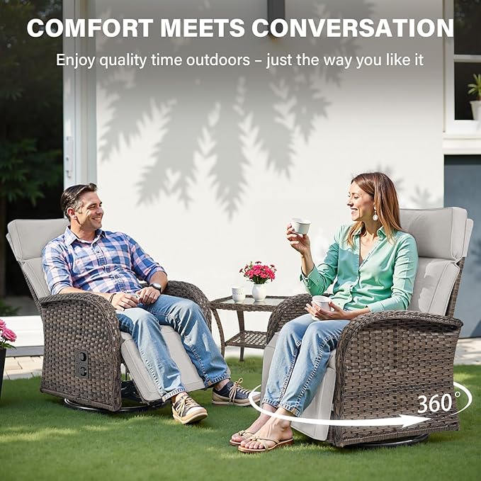 Belord Dual-Adjust Outdoor Swivel Recliner Chair – Reclining Patio Chair - Image 3