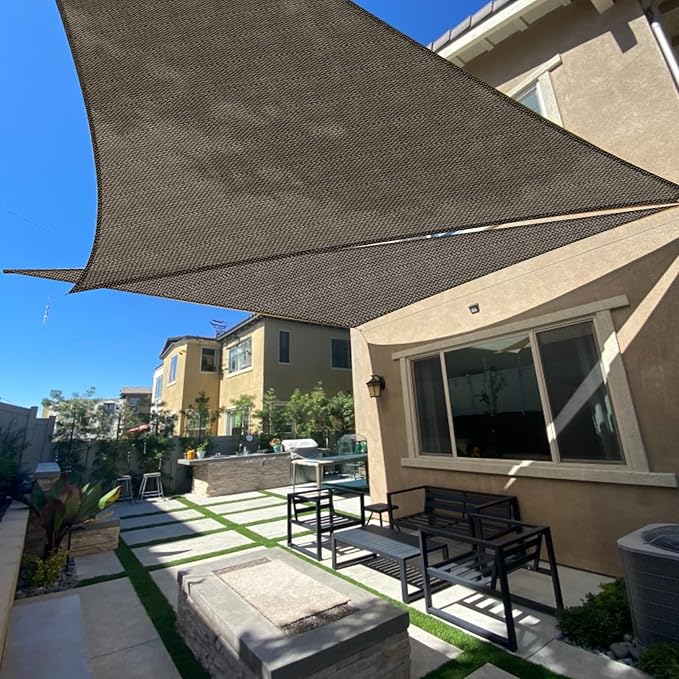 SUNLAX Sun Shade Sail 7' x 13' x 14.8' Brown Rectangle Canopy Sail Shade Cover by SUNLAX