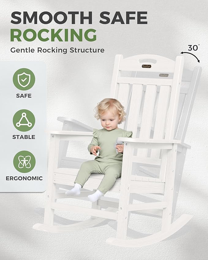 Oversized Outdoor Rocking Chair, High Back Patio Rocking Chair, HDPE All - Image 4