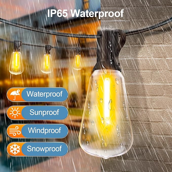 Outdoor String Led Patio Lights - 50Ft 15M Outside Waterproof Light ST38 - Image 3