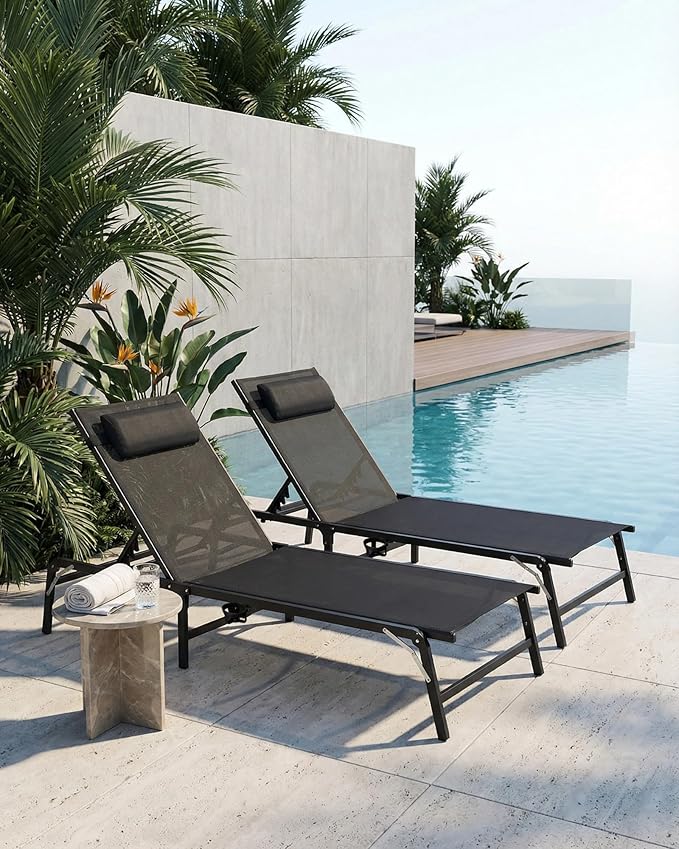 2 Pack Foldable Chaise Lounge Chair - Image 2