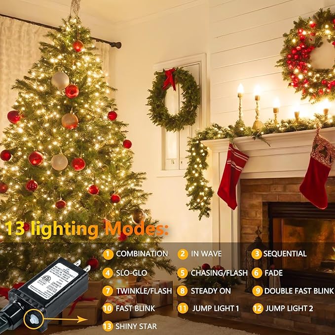 Extra-Long 300LED Christmas Lights Outdoor Indoor, Upgraded Warm White String - Image 2
