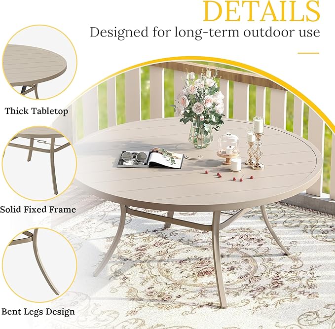 VICLLAX 50" Outdoor Round Patio Table - Image 4