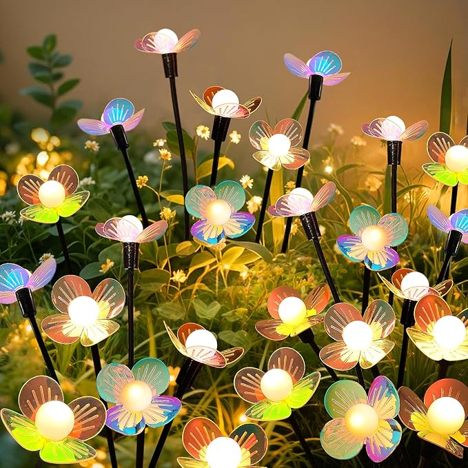 Solar Garden Lights, 2 Pack 12 LED Solar Swaying Flower Light, Waterproof - Image 7