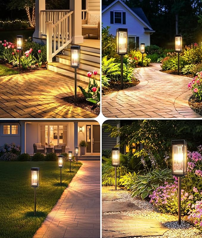 Solar Pathway Lights Outdoor, 4 Pack Upgraded Solar Lights Outdoor Waterproof - Image 8