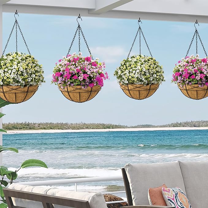 4 Pack 16 Inch Hanging Planters - Image 6