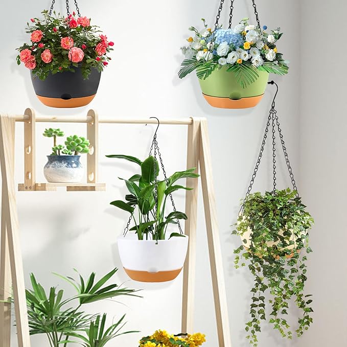 4 Pack Hanging Planter for Plants Indoor, 8 Inch Plant Pot Outdoor Plastic - Image 5