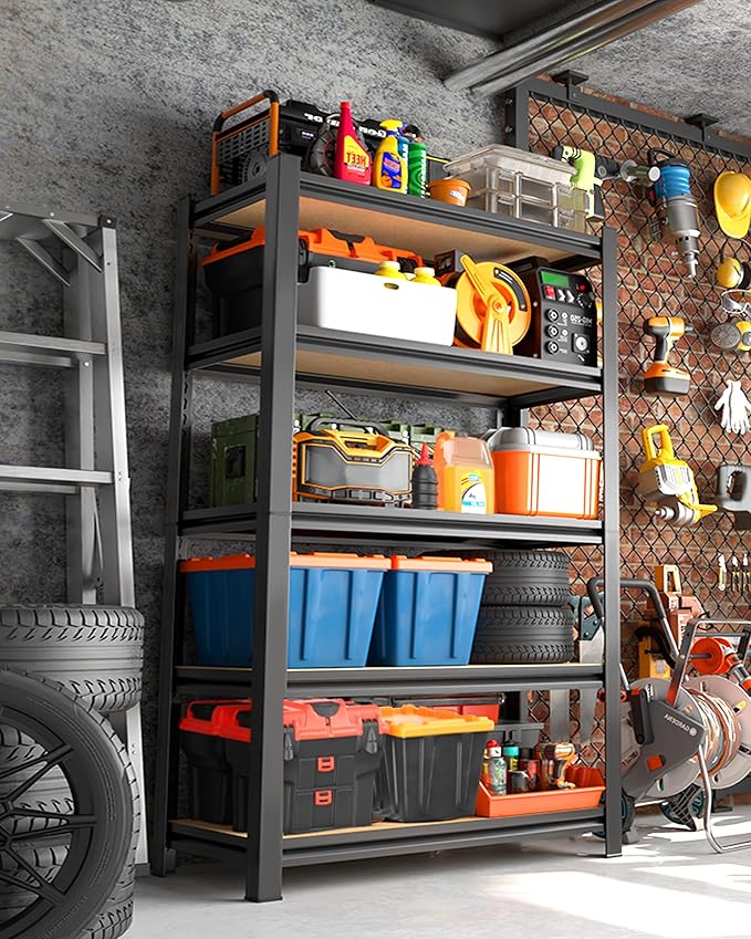 AOARGG Set of 2 Garage Shelving Heavy Duty Storage Shelves, Metal Adjustable - Image 8