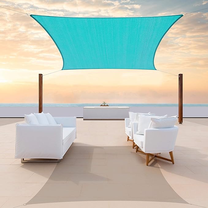 ColourTree TAPR1616 Custom Size 14' x 22' Turquoise Sun Shade Sail Canopy UV by ColourTree