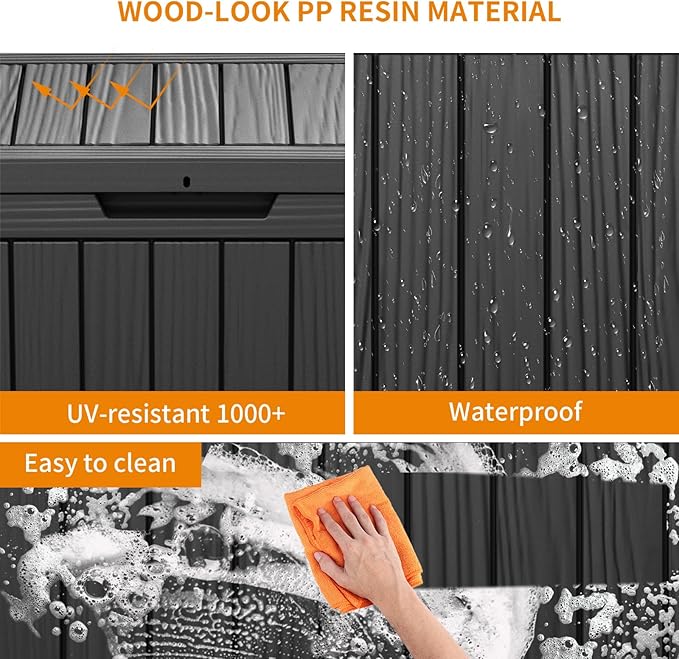 45 Gallon Waterproof Outdoor Storage Box, Resin Deck Box, Lockable Outside - Image 7