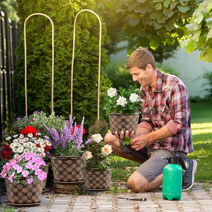 10 Inch Planter Pots for Plants, 4 Pack Plastic Large Flower Pots Indoor Outdoor - Image 4
