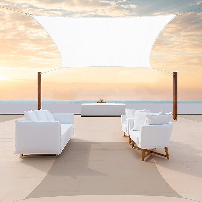ColourTree TAPR1616 Custom Size 7' x 8' White Sun Shade Sail Canopy UV Block by ColourTree