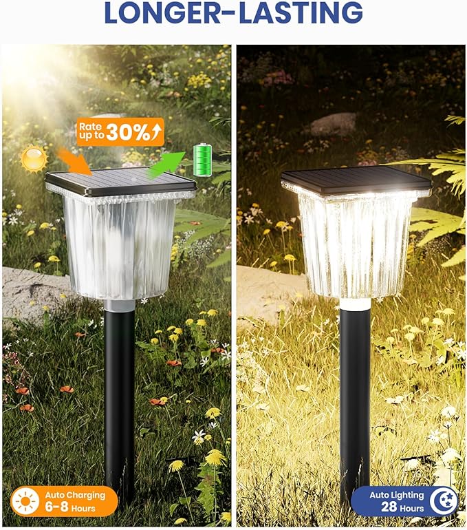 Super Bright Solar Pathway Lights Outdoor Powered 8 Pack, Adjustable Warm&Cool - Image 5